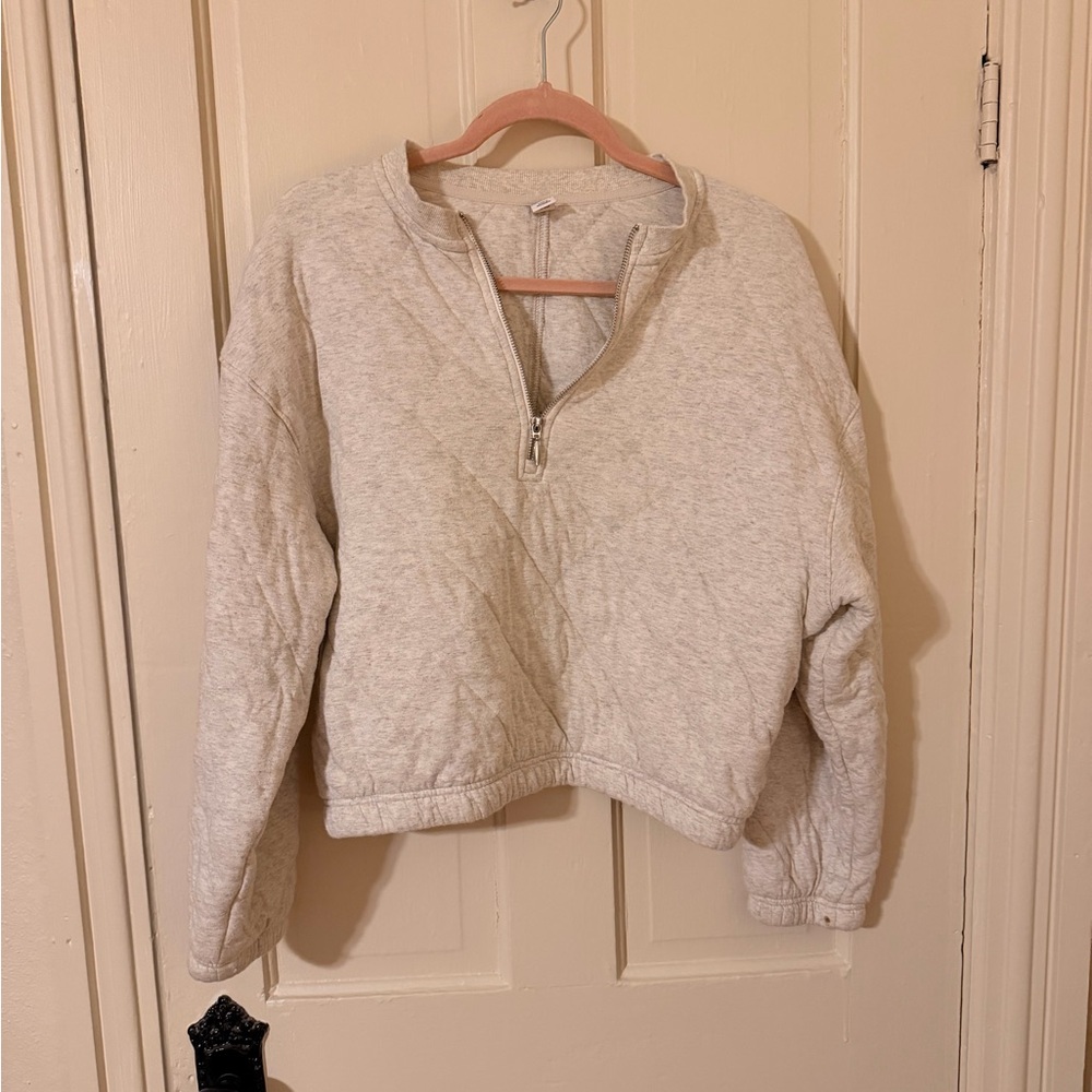Old Navy Cropped Light Gray Zip Pullover